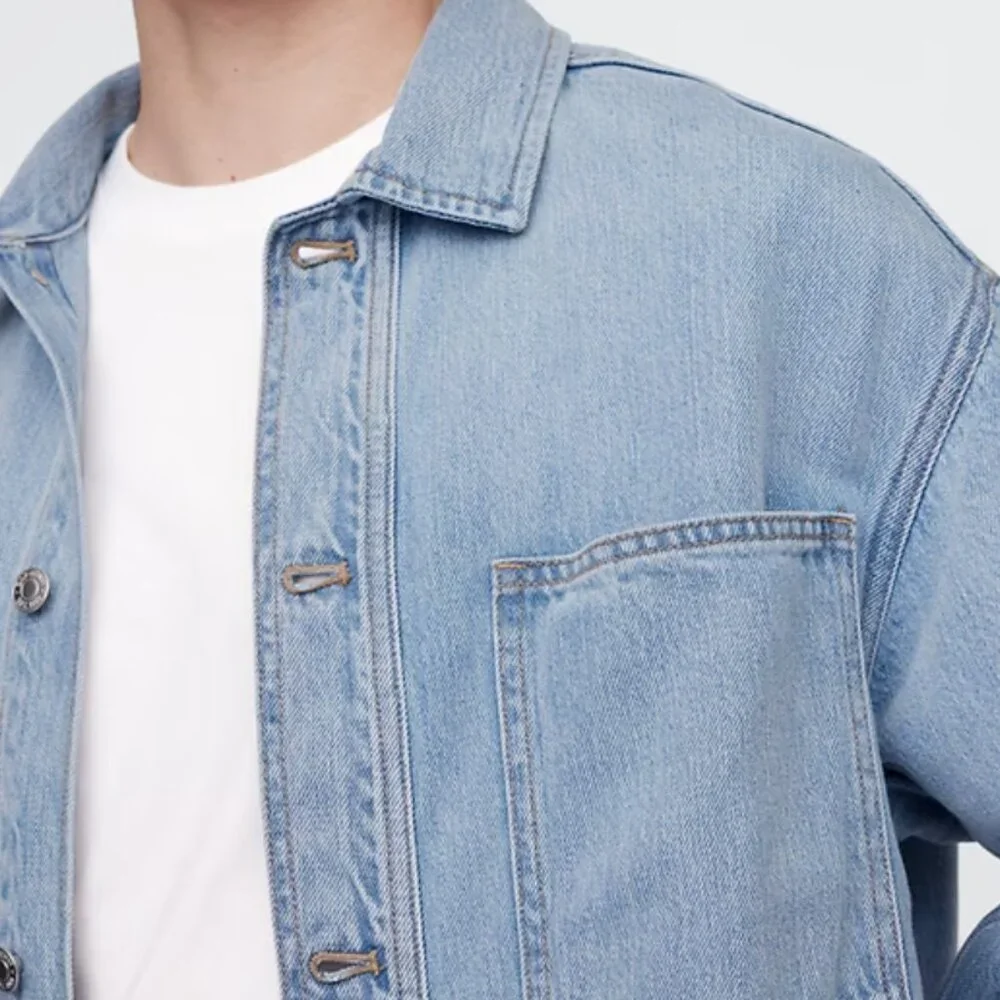 GAP Oversized SuperSoft Utility Shirt Jacket, Light Wash, Medium, NWT